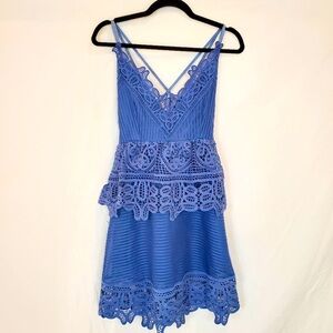 Goodnight Macaroon Periwinkle Crochet Lace Dress Size Medium